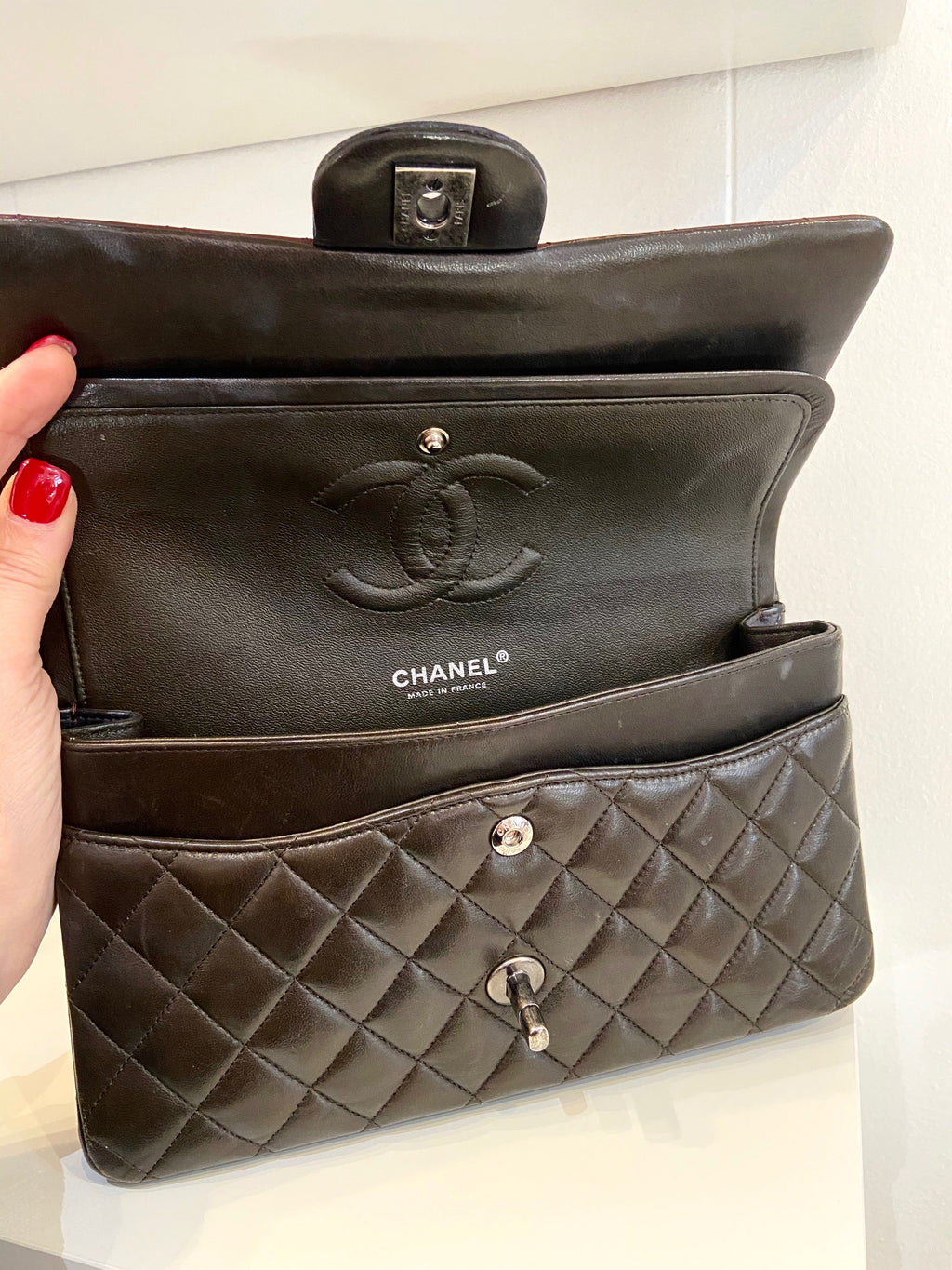 CHANEL QUILTED LAMBSKIN TRICOLOR CLASSIC DOUBLE FLAP BAG MEDIUM