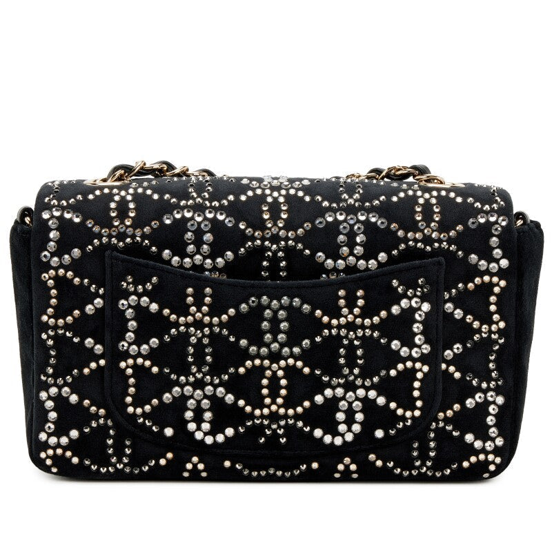 CHANEL RUTHENIUM STRASS CRYSTAL EMBELLISHED MINI CLASSIC FLAP BAG