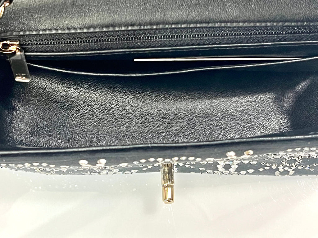 CHANEL RUTHENIUM STRASS CRYSTAL EMBELLISHED MINI CLASSIC FLAP BAG