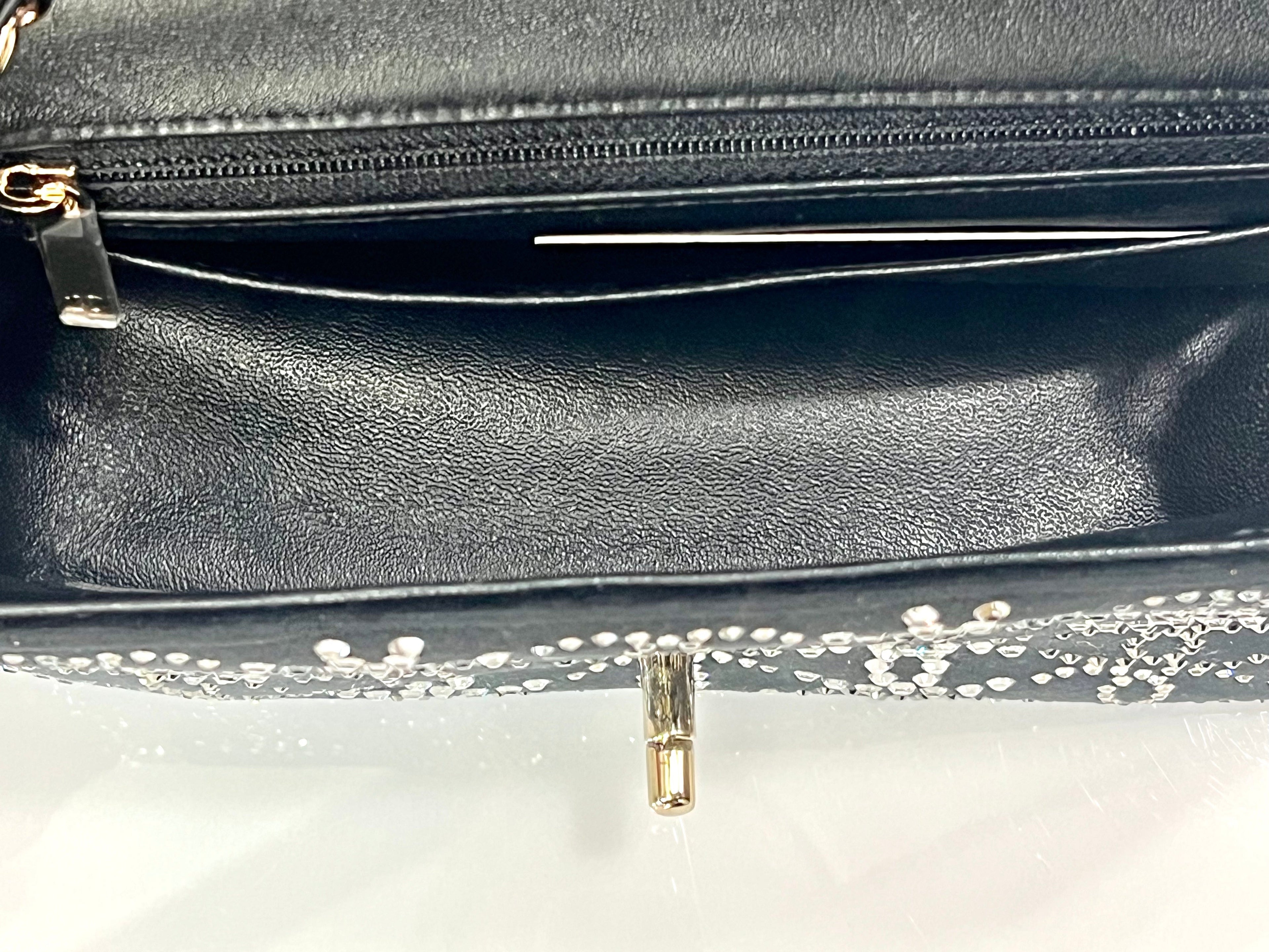 CHANEL RUTHENIUM STRASS CRYSTAL EMBELLISHED MINI CLASSIC FLAP BAG