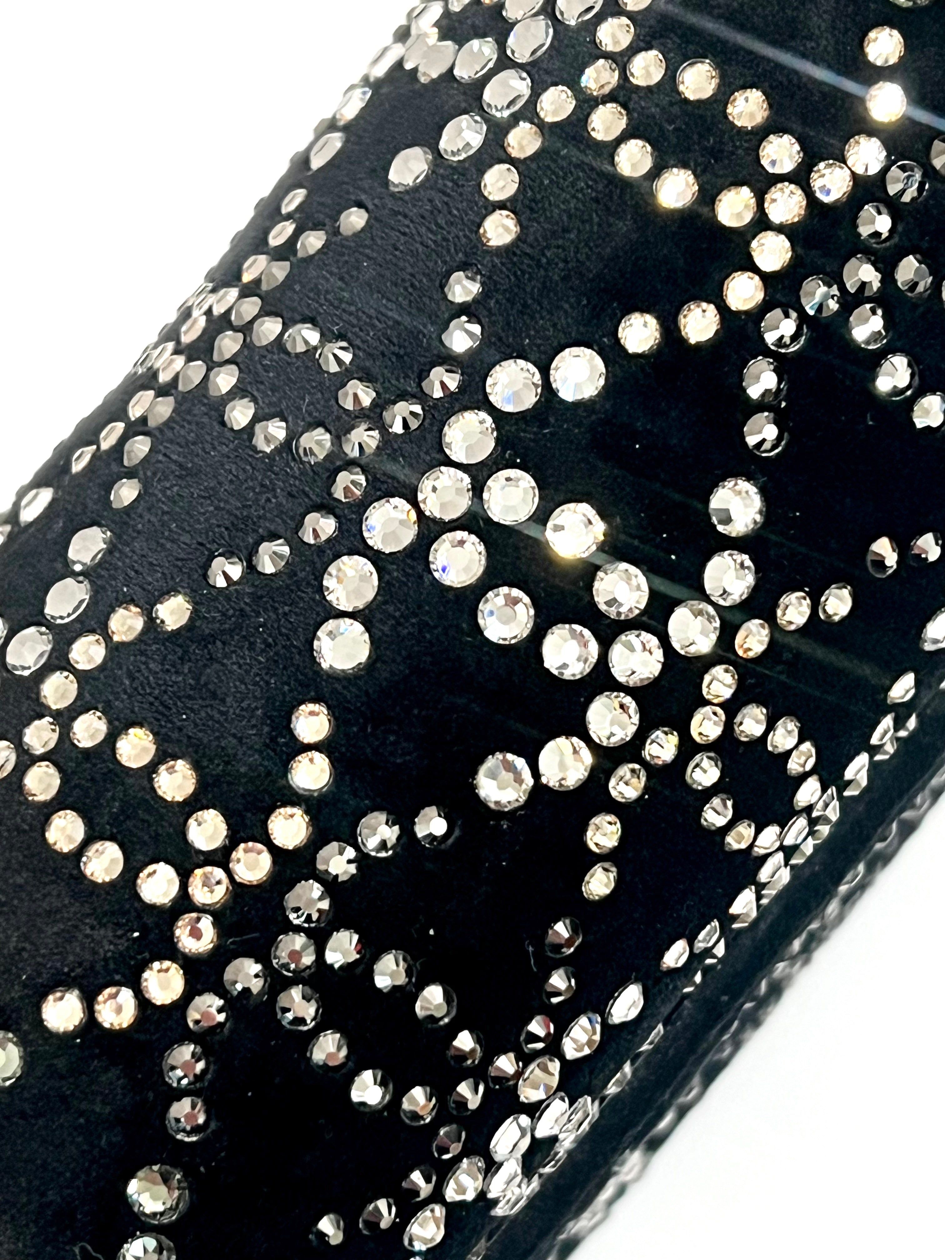 CHANEL RUTHENIUM STRASS CRYSTAL EMBELLISHED MINI CLASSIC FLAP BAG