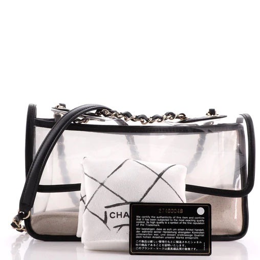 CHANEL SAND BY THE SEA PVC & LAMBSKIN MEDIUM FLAP BAG