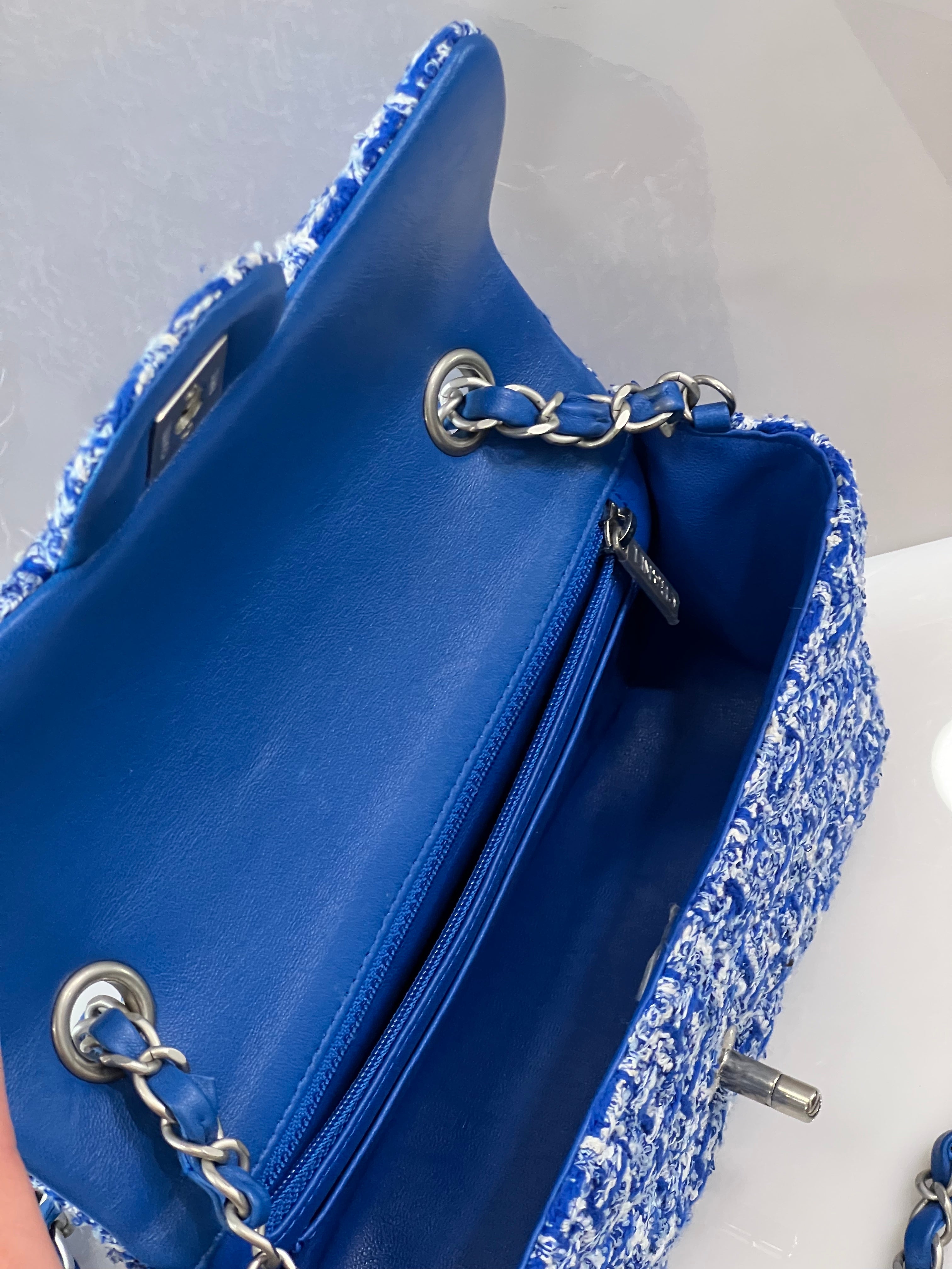 CHANEL TWEED QUILTED MINI FLAP BAG