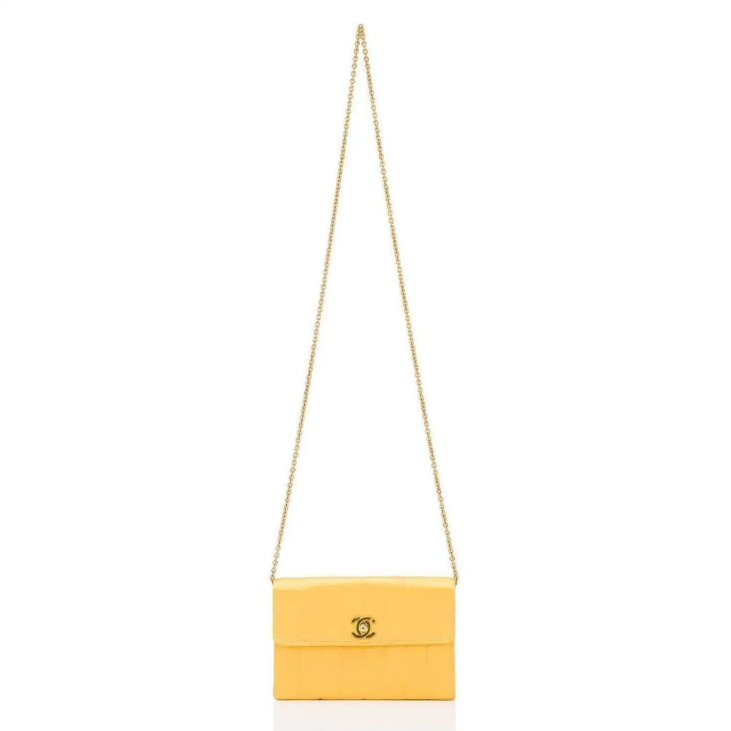 CHANEL VINTAGE VERTICAL QUILTED SATIN MINI FLAP BAG