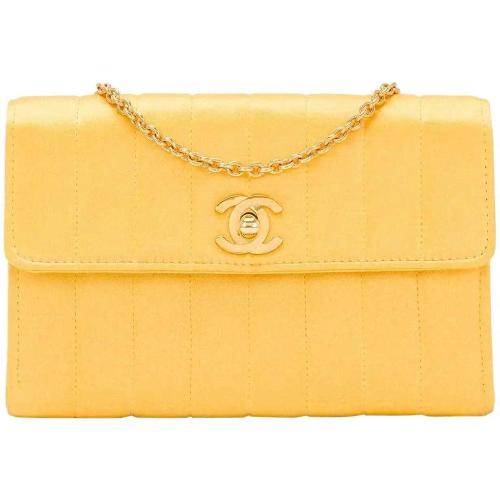 CHANEL VINTAGE VERTICAL QUILTED SATIN MINI FLAP BAG