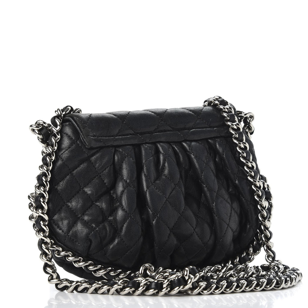 CHANEL WASHED LAMBSKIN QUILTED MINI CHAIN AROUND FLAP BAG
