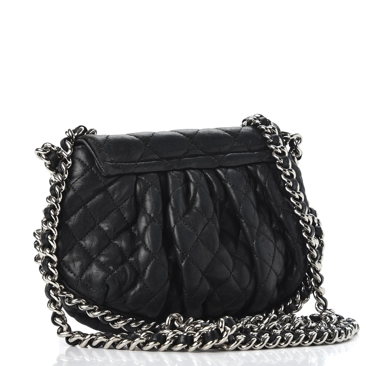 CHANEL WASHED LAMBSKIN QUILTED MINI CHAIN AROUND FLAP BAG