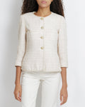 Chanel Cream Tweed Jacket with Gold Crystal Embellished CC Logo Buttons Size FR 40 (UK 12)
