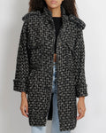 Chanel Pre-Fall 2013 Black and White Tweed Coat with Pocket Details and Silver CC Logo Buttons Size FR 36 (UK 8)
