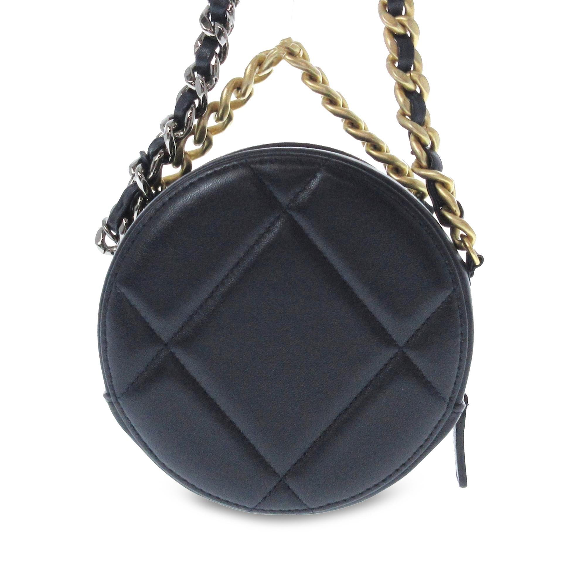 Chanel 19 Round Lambskin Clutch With Chain (SHG-6cbrO9)