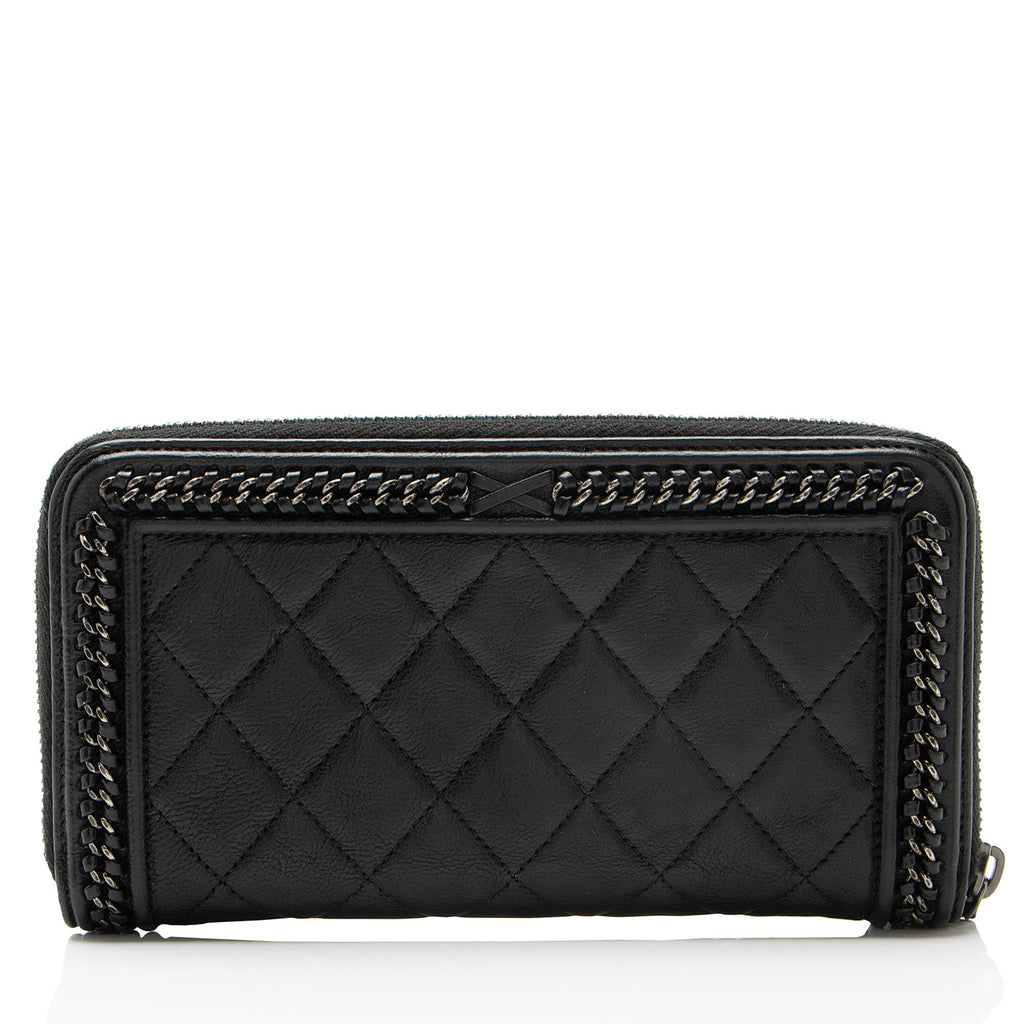Chanel Aged Calfskin Chain Around Boy Zip Around Wallet