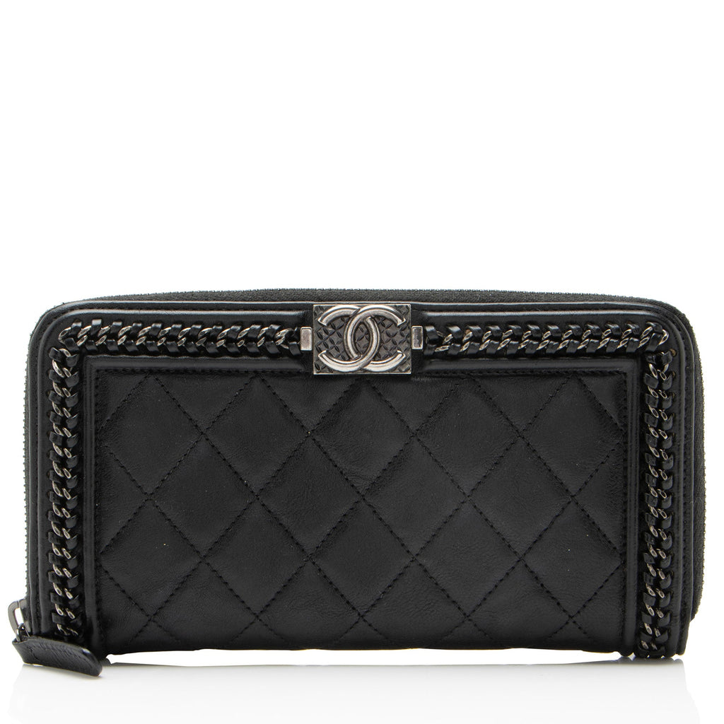 Chanel Aged Calfskin Chain Around Boy Zip Around Wallet