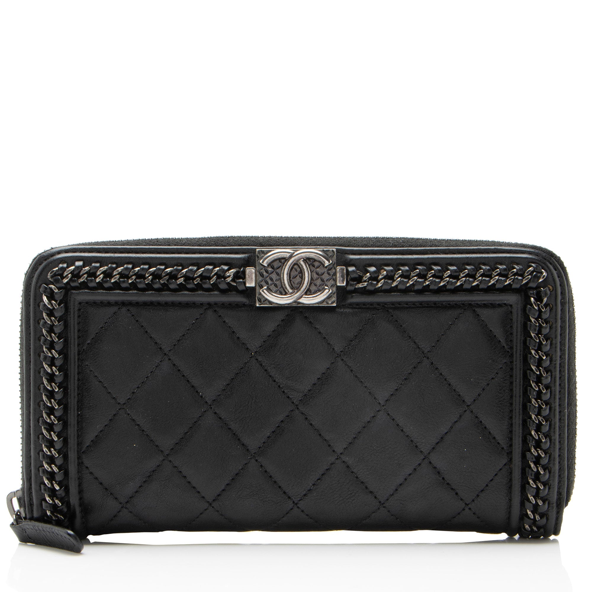 Chanel Aged Calfskin Chain Around Boy Zip Around Wallet