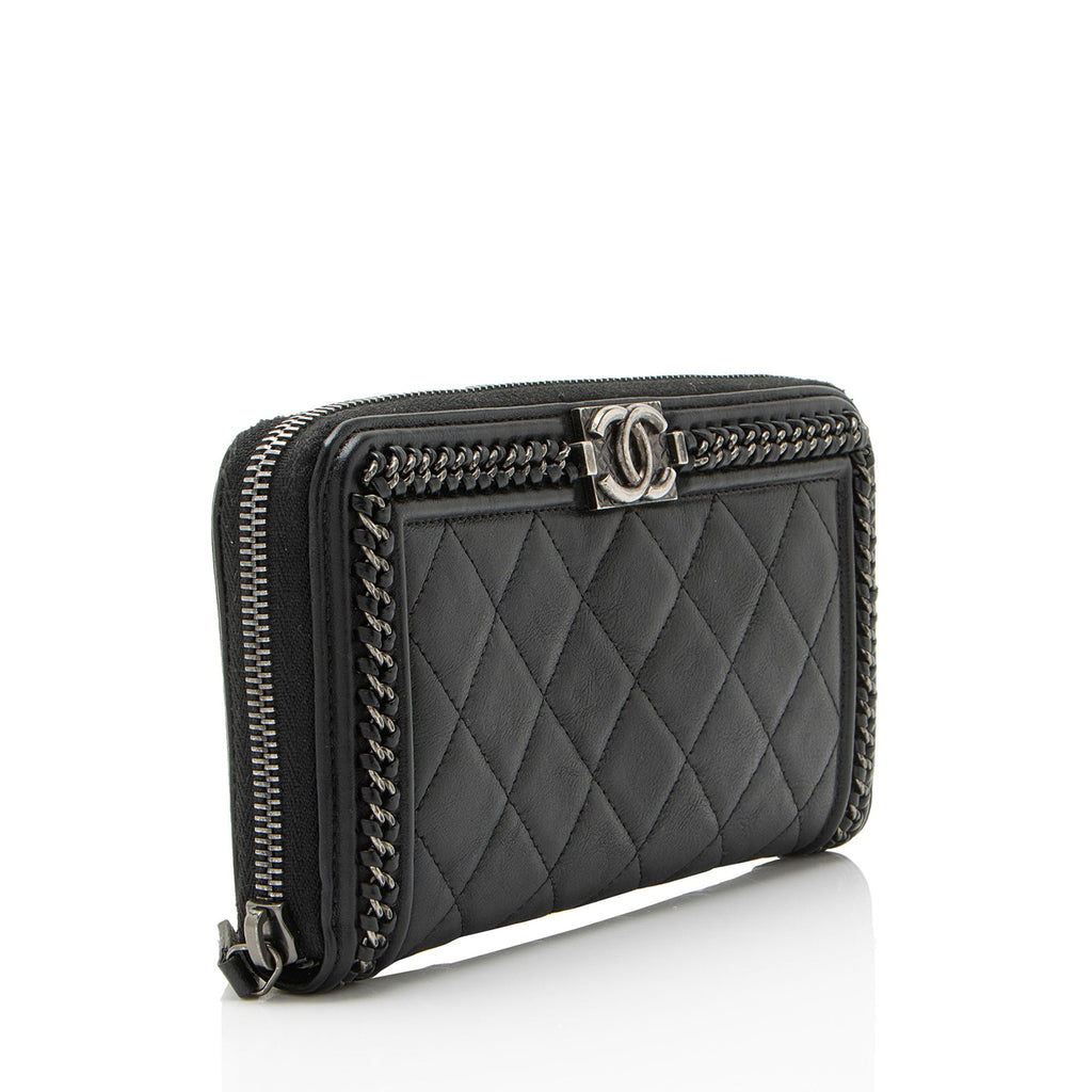 Chanel Aged Calfskin Chain Around Boy Zip Around Wallet