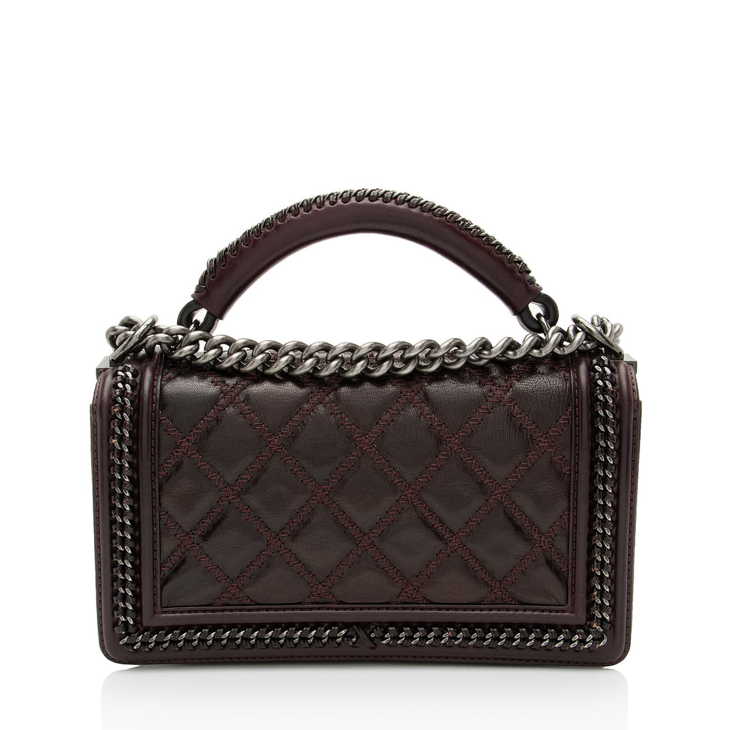 Chanel Aged Calfskin Chain Medium Top Handle Boy Bag