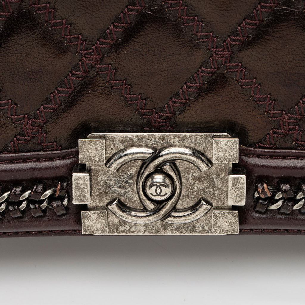 Chanel Aged Calfskin Chain Medium Top Handle Boy Bag