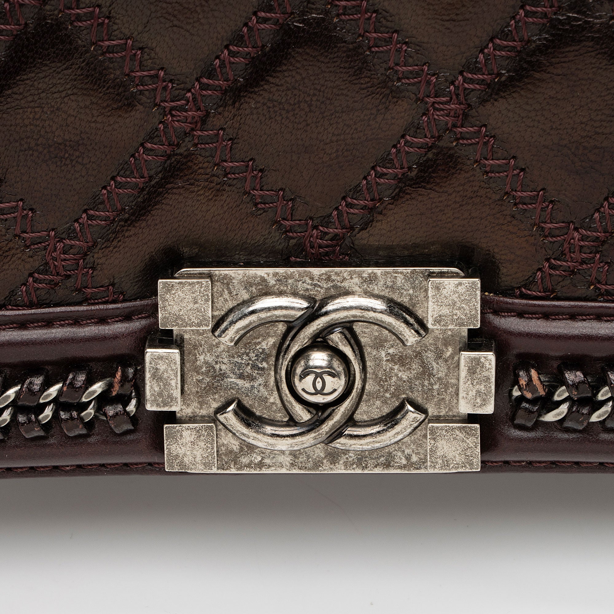 Chanel Aged Calfskin Chain Medium Top Handle Boy Bag