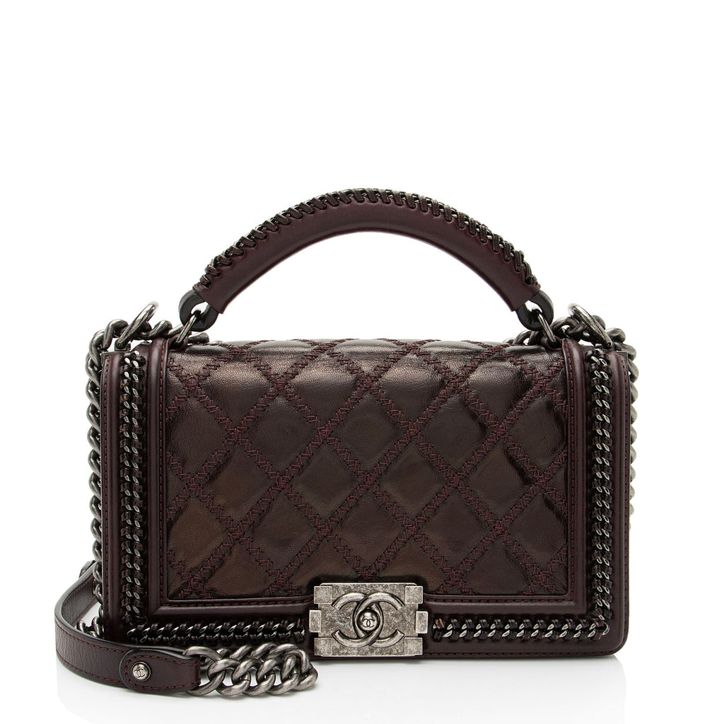Chanel Aged Calfskin Chain Medium Top Handle Boy Bag