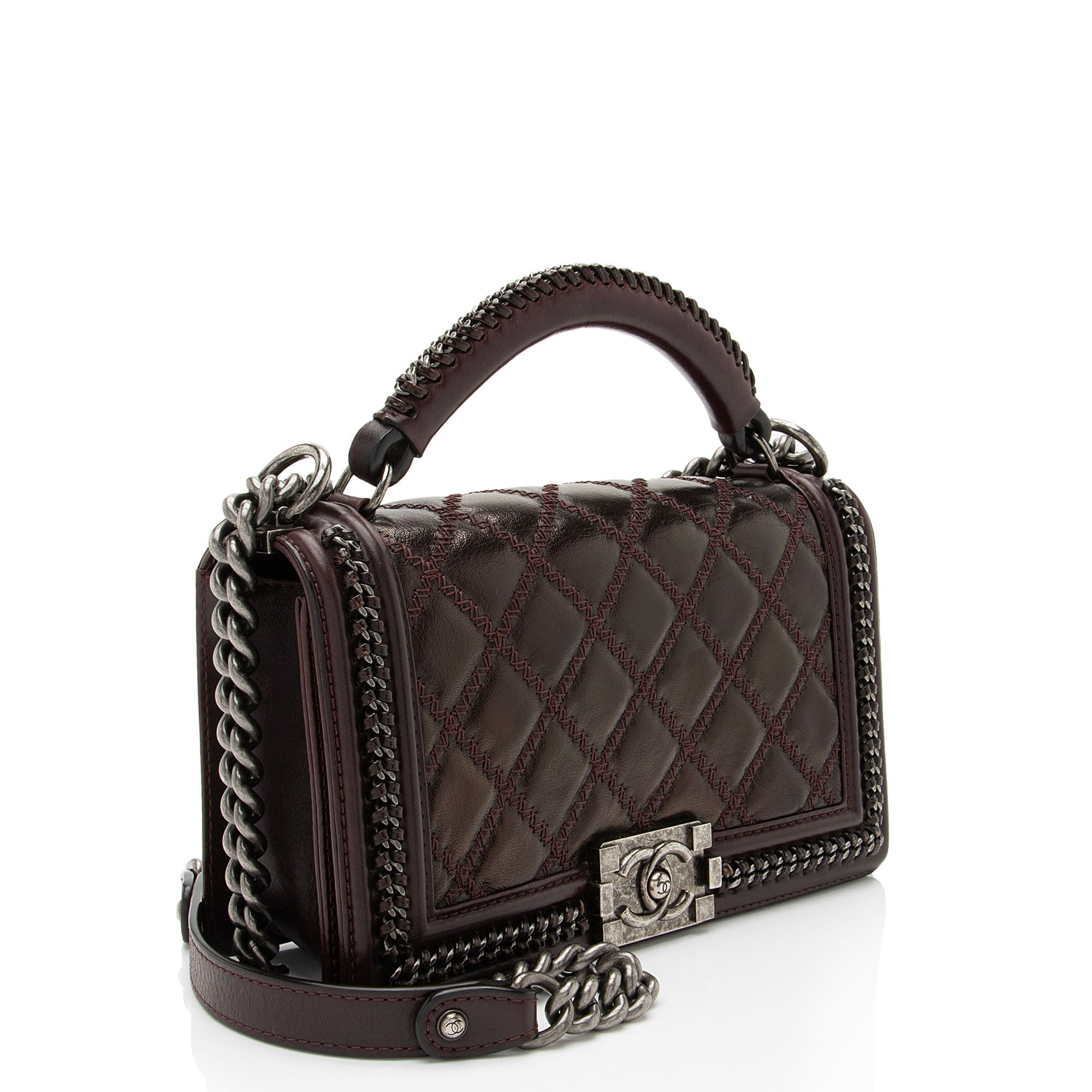 Chanel Aged Calfskin Chain Medium Top Handle Boy Bag