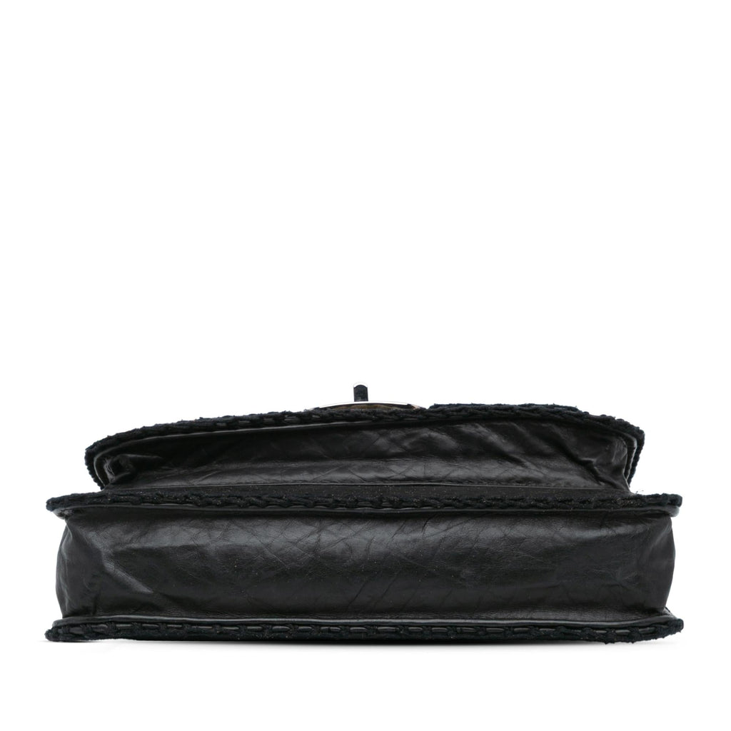 Chanel Aged Calfskin Whipstitch Chocolate Bar Mademoiselle Flap