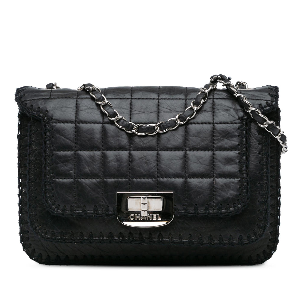 Chanel Aged Calfskin Whipstitch Chocolate Bar Mademoiselle Flap