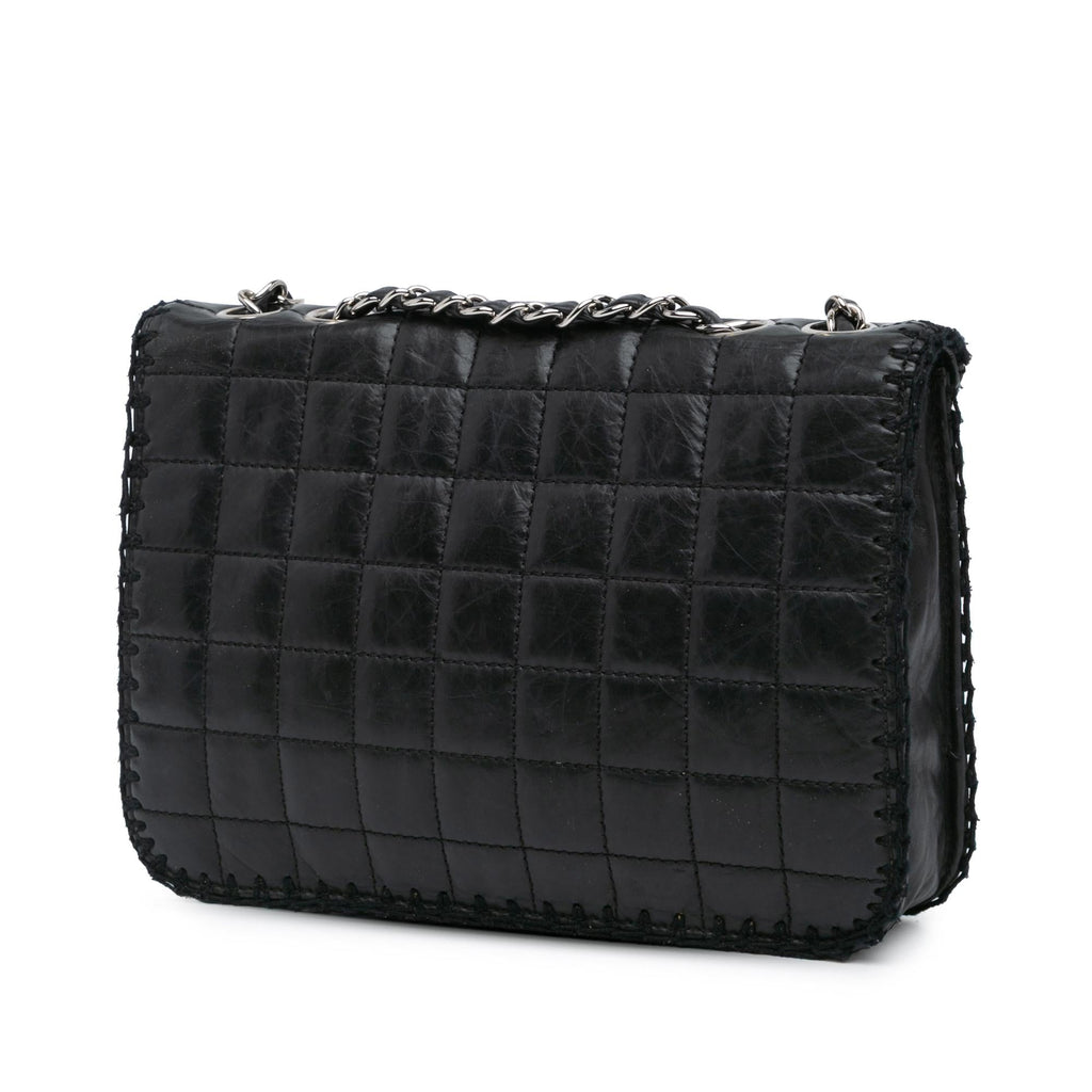 Chanel Aged Calfskin Whipstitch Chocolate Bar Mademoiselle Flap