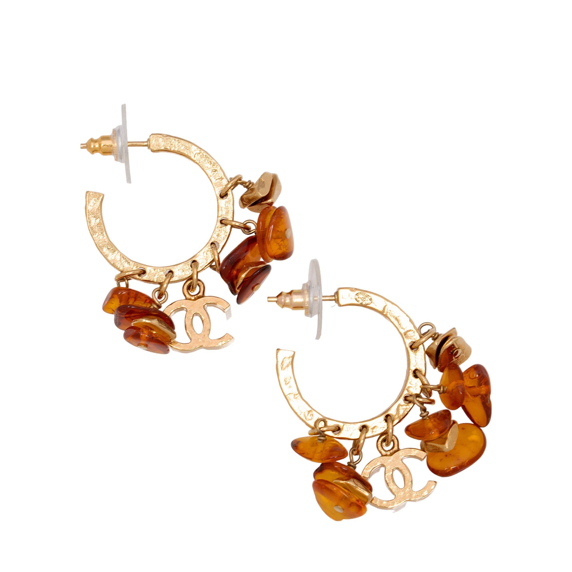 Chanel Amber Beaded Dangle CC Hoop Earrings (SHF-jIdiVW)