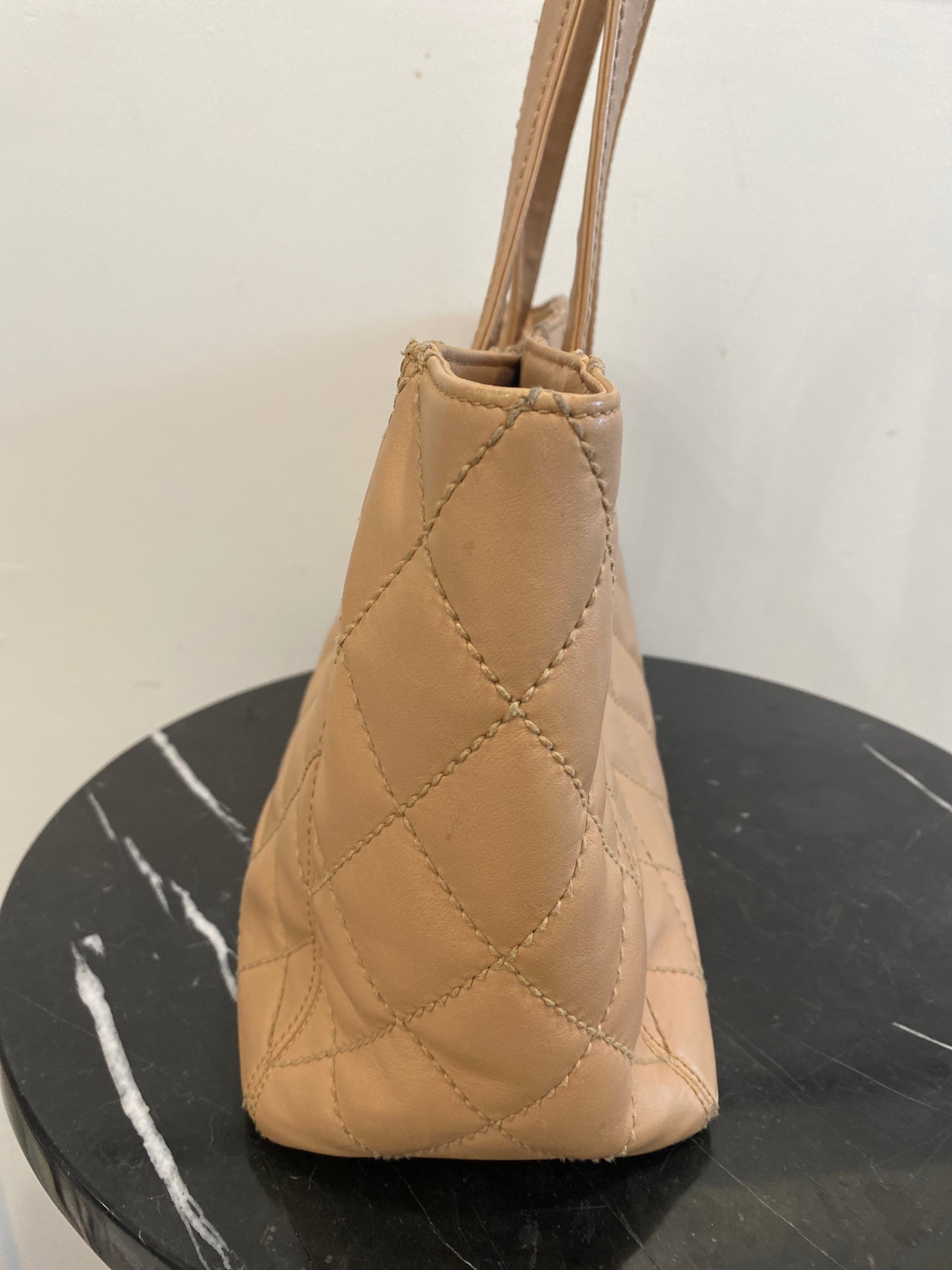 CHANEL QUILTED LAMBSKIN LEATHER WILD STITCH TOTE