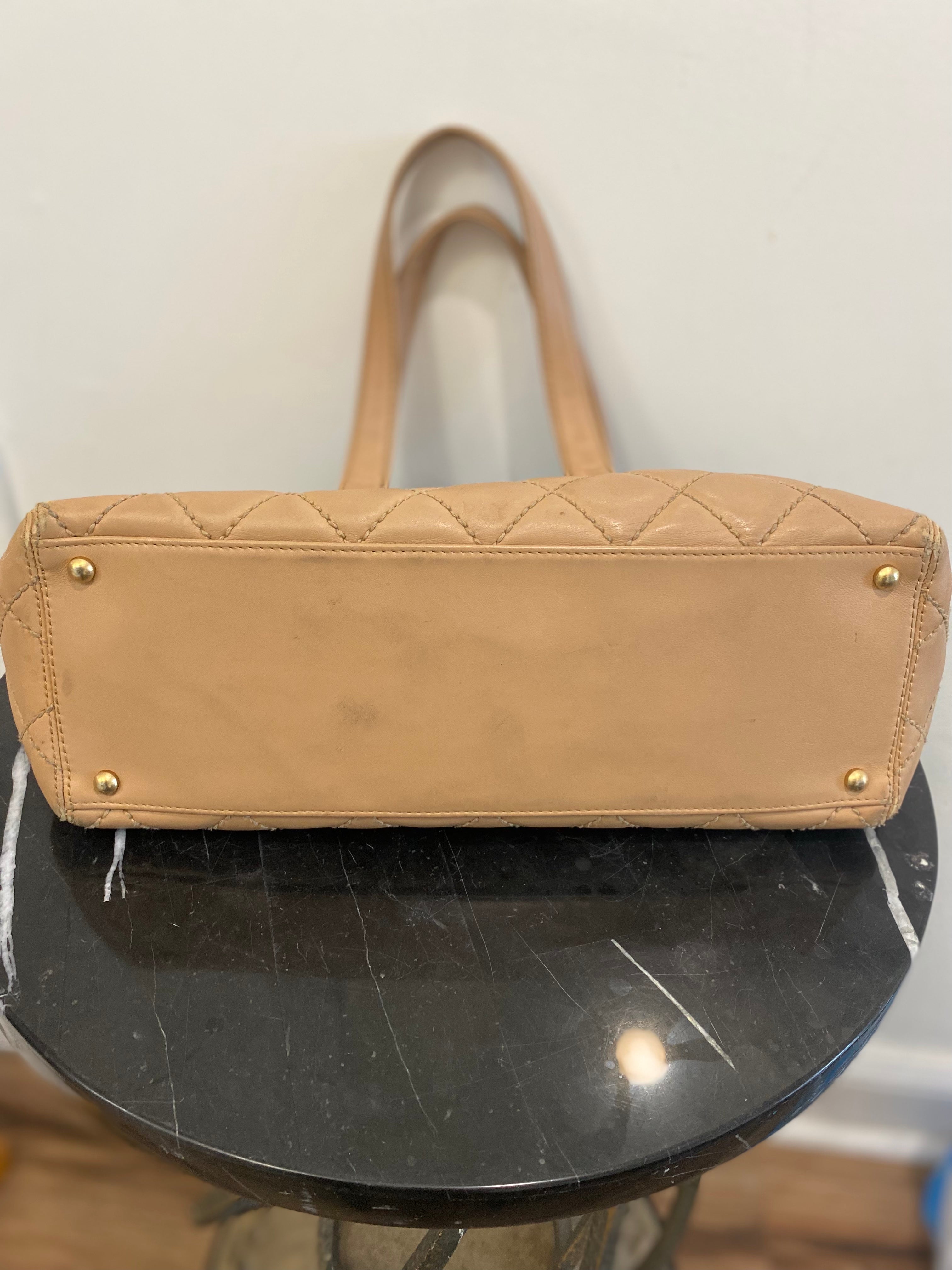CHANEL QUILTED LAMBSKIN LEATHER WILD STITCH TOTE