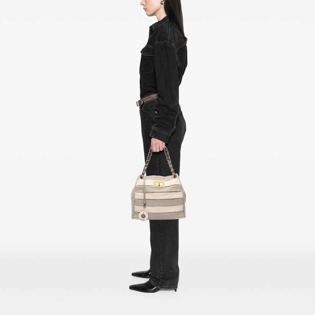 Chanel Bicolor Nylon Grosgrain Reissue 2.55 Shopping Tote