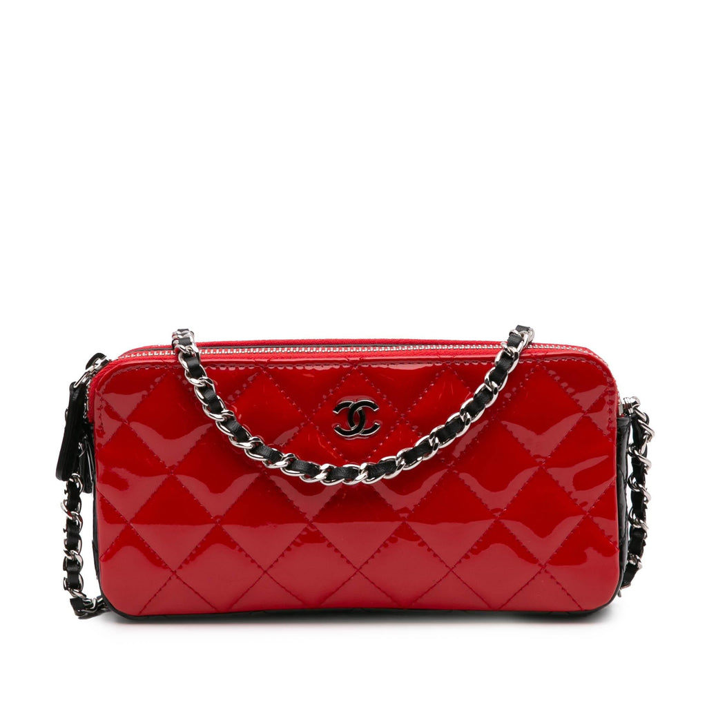 Chanel Bicolor Patent Double Zip Wallet on Chain