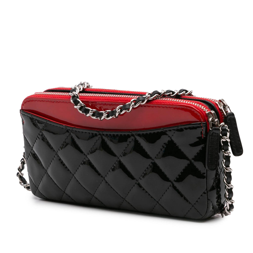 Chanel Bicolor Patent Double Zip Wallet on Chain