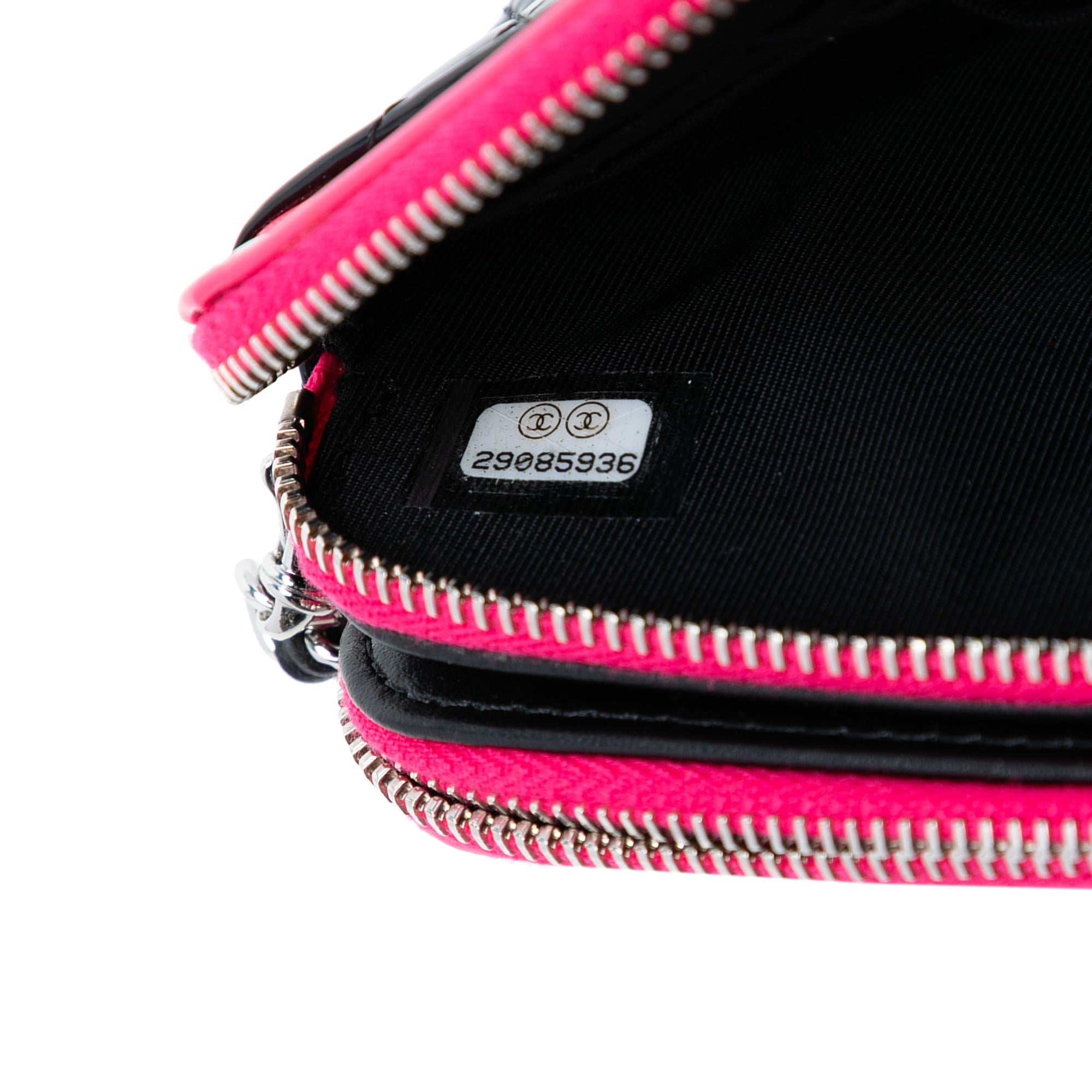 Chanel Bicolor Patent Double Zip Wallet on Chain