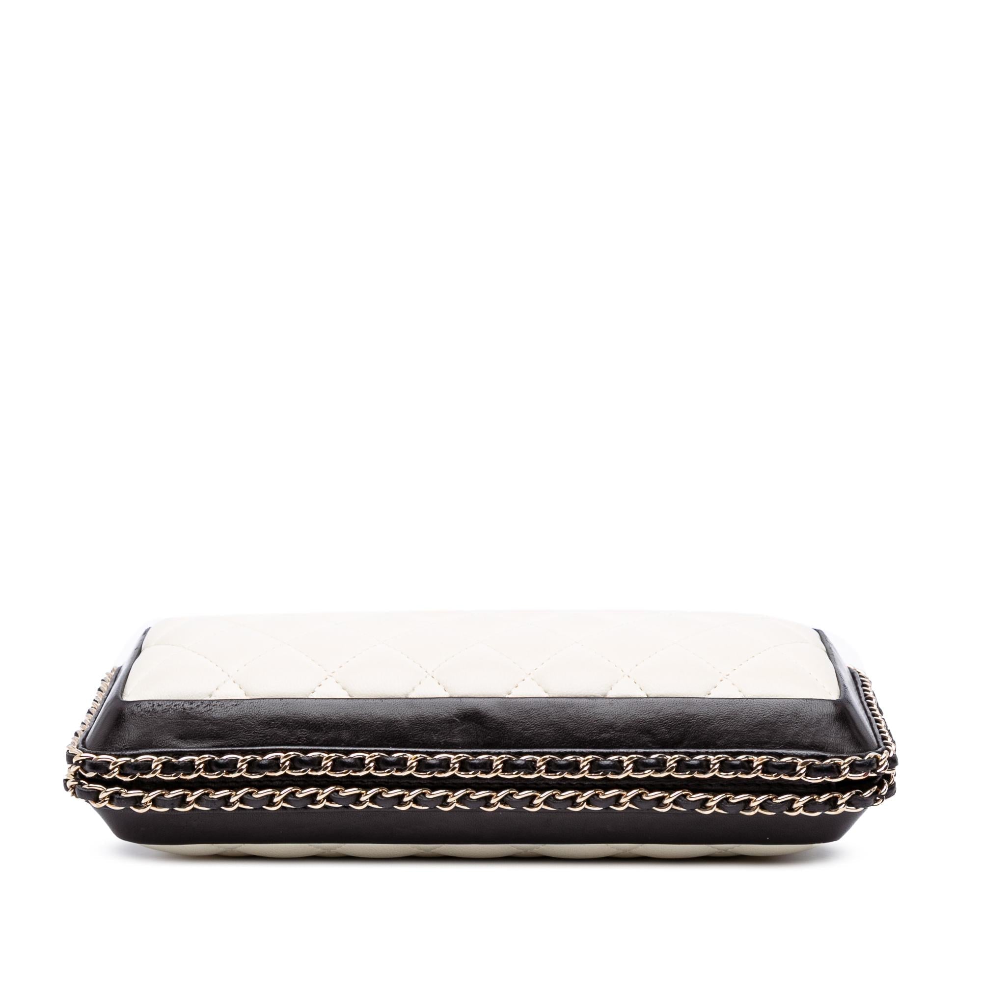 Chanel Bicolor Quilted Lambskin Chain Around Clutch