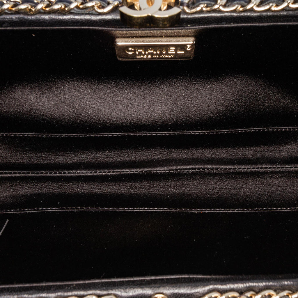 Chanel Bicolor Quilted Lambskin Chain Around Clutch