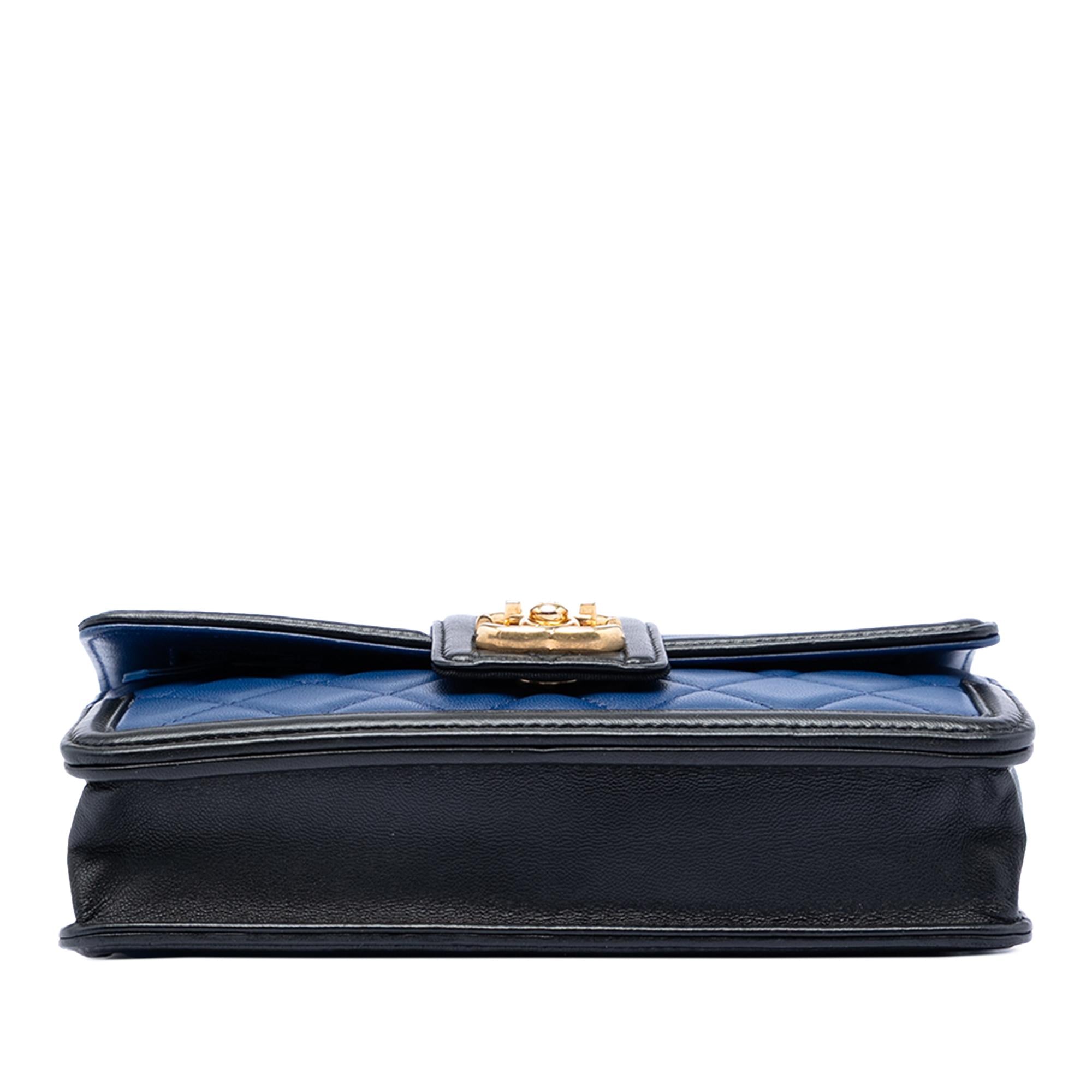Chanel Bicolor Quilted Lambskin Elegant CC Flap Wallet on Chain
