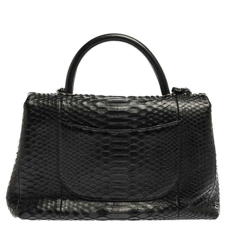 Chanel Black Python Medium Coco Top Handle Bag
