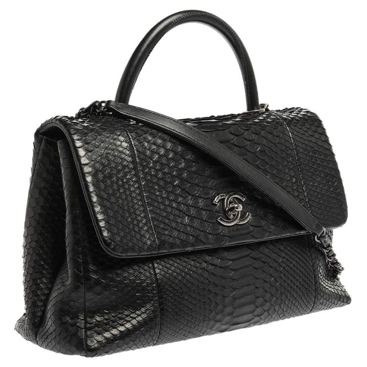 Chanel Black Python Medium Coco Top Handle Bag
