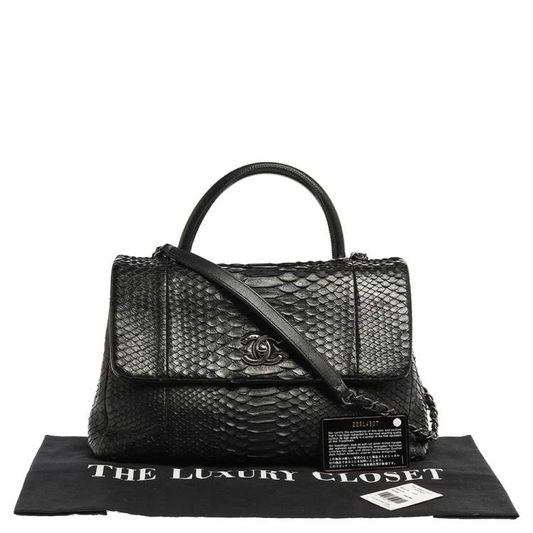 Chanel Black Python Medium Coco Top Handle Bag