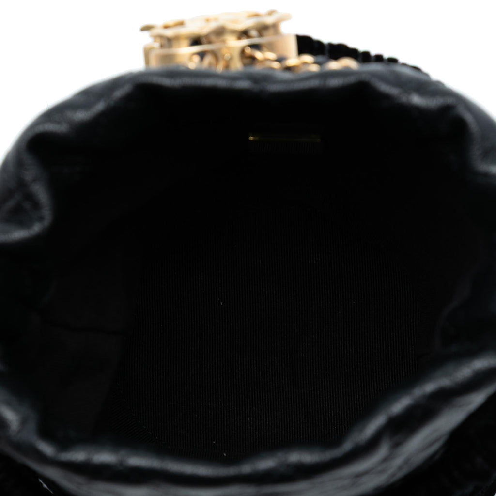 Chanel Braided Velvet Goatskin Drawstring Bucket