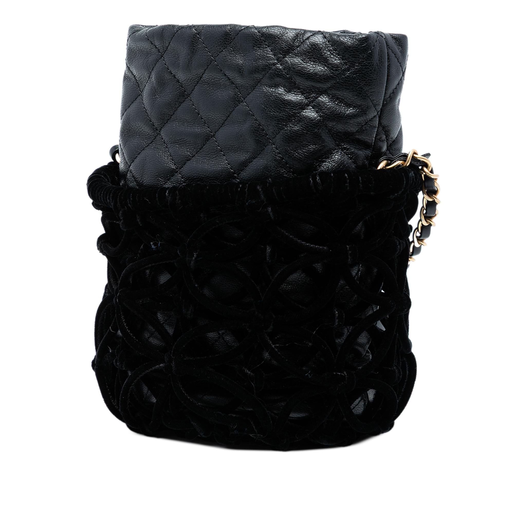 Chanel Braided Velvet Goatskin Drawstring Bucket
