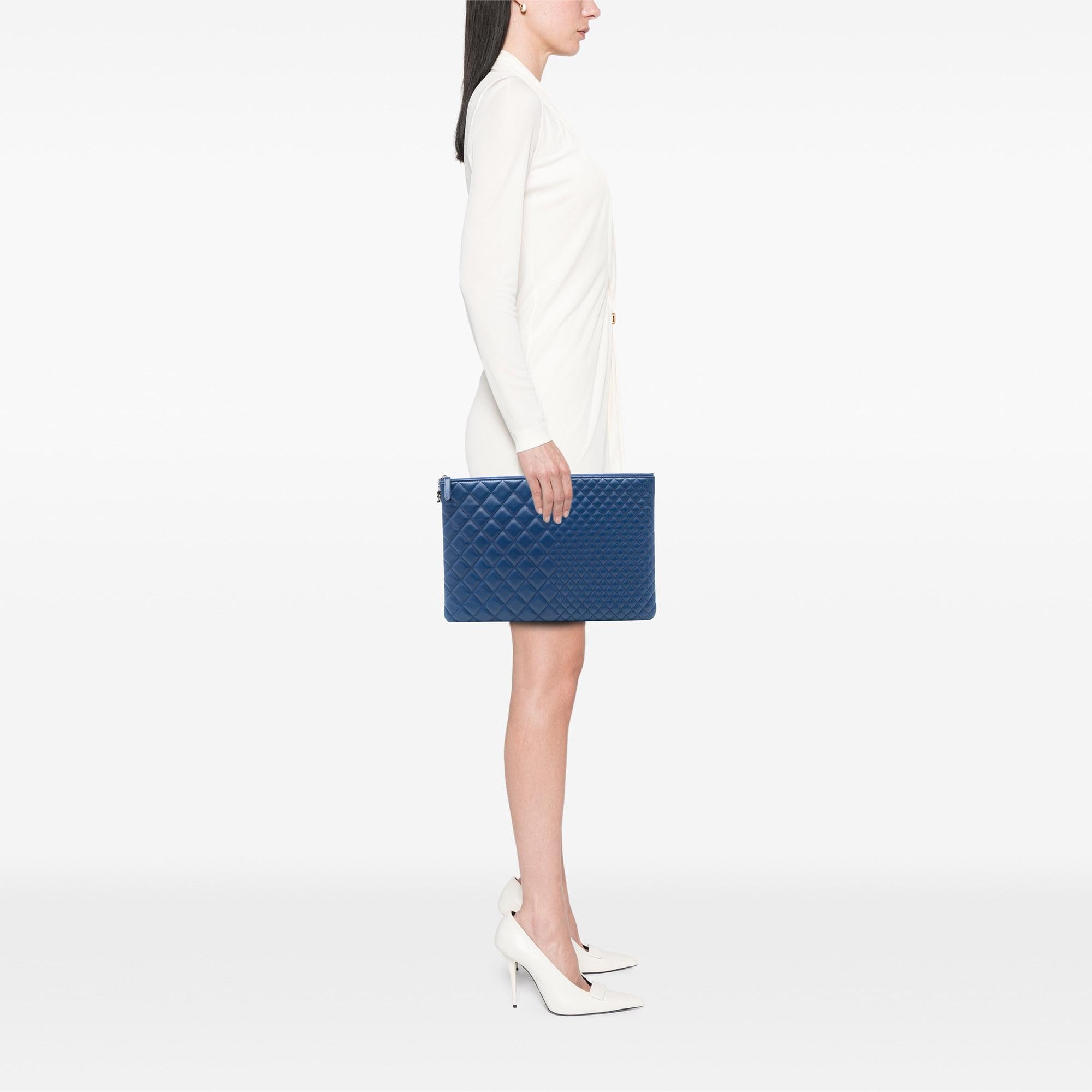 Chanel CC Bi Quilted Lambskin O Case Clutch
