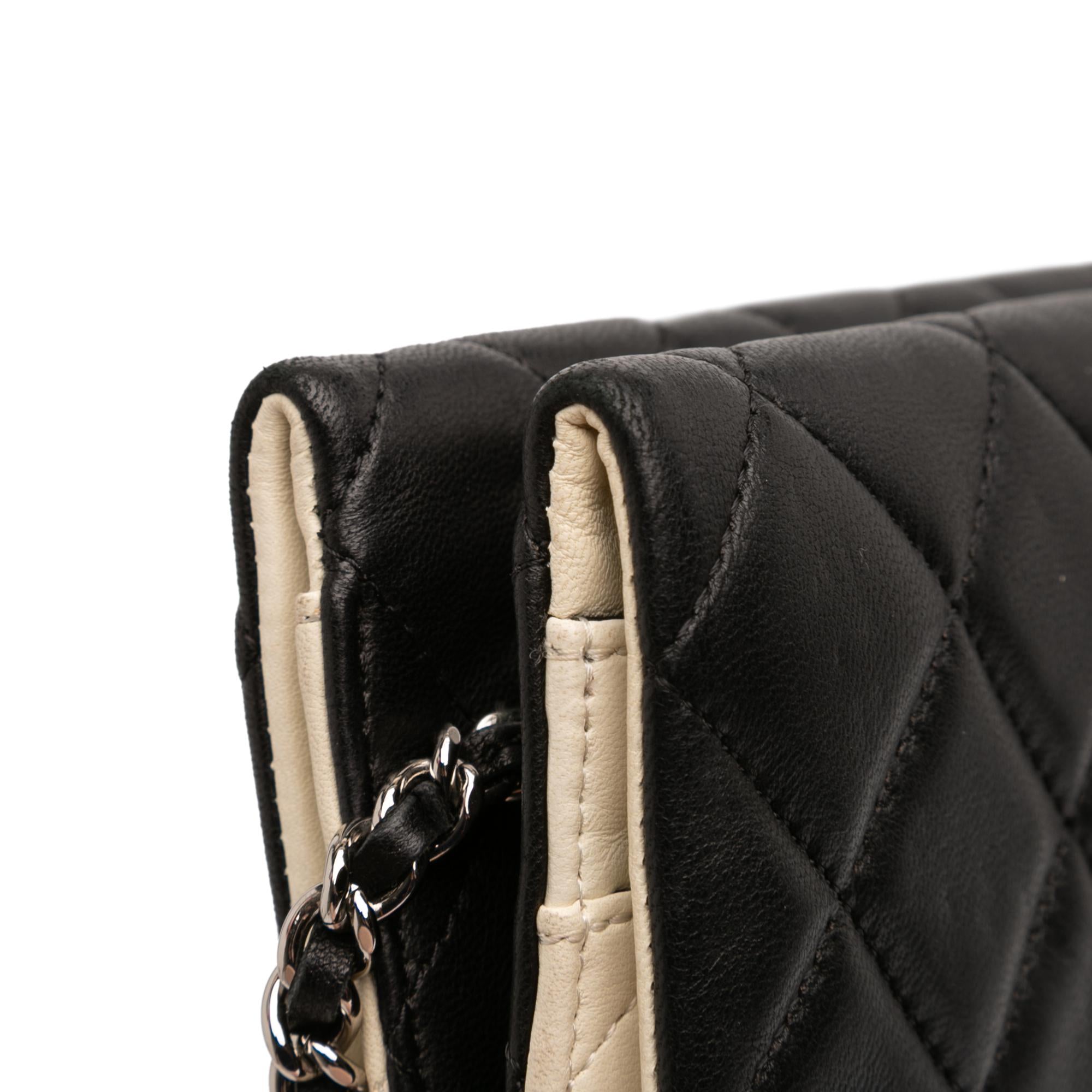 Chanel CC Bicolor Quilted Lambskin Double Sided Wallet on Chain