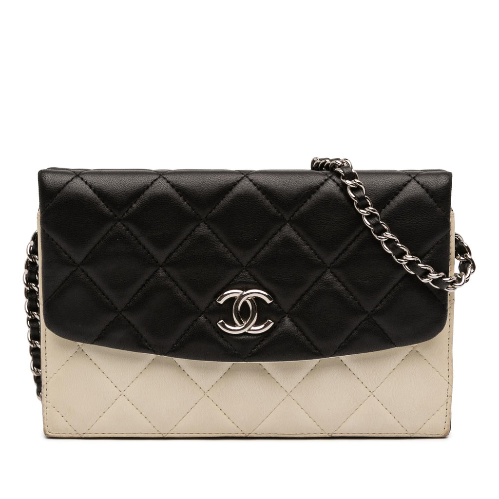 Chanel CC Bicolor Quilted Lambskin Double Sided Wallet on Chain