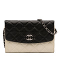 Chanel CC Bicolor Quilted Lambskin Double Sided Wallet on Chain