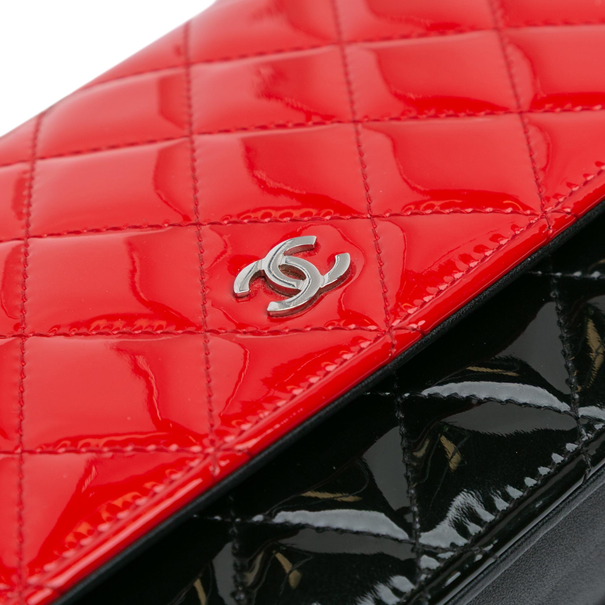 Chanel CC Bicolor Quilted Patent Wallet on Chain