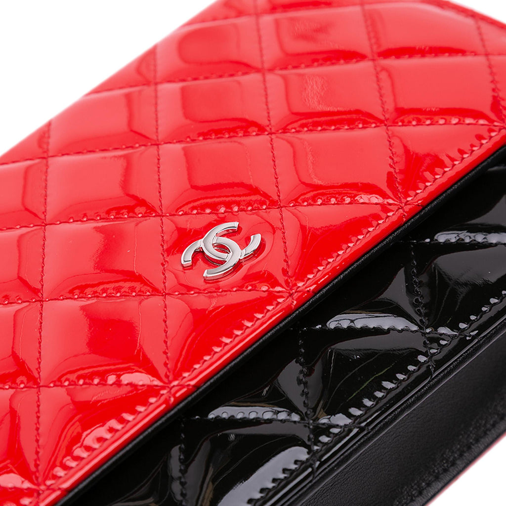 Chanel CC Bicolor Quilted Patent Wallet on Chain