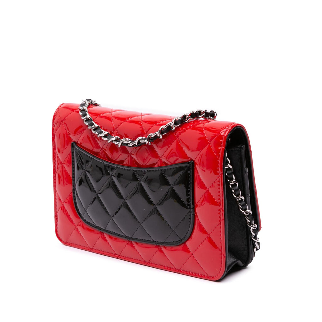 Chanel CC Bicolor Quilted Patent Wallet on Chain
