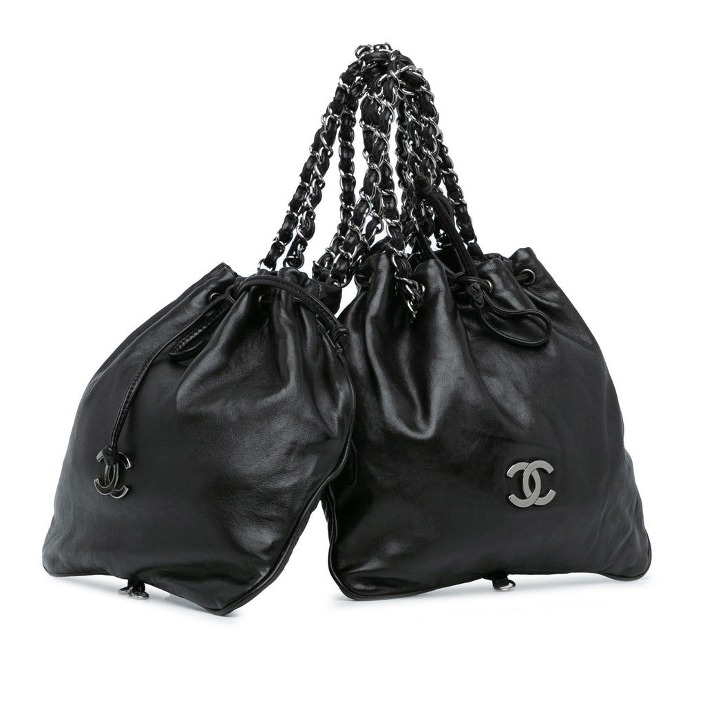 Chanel CC Calfskin Dual Twin Chain Handbag