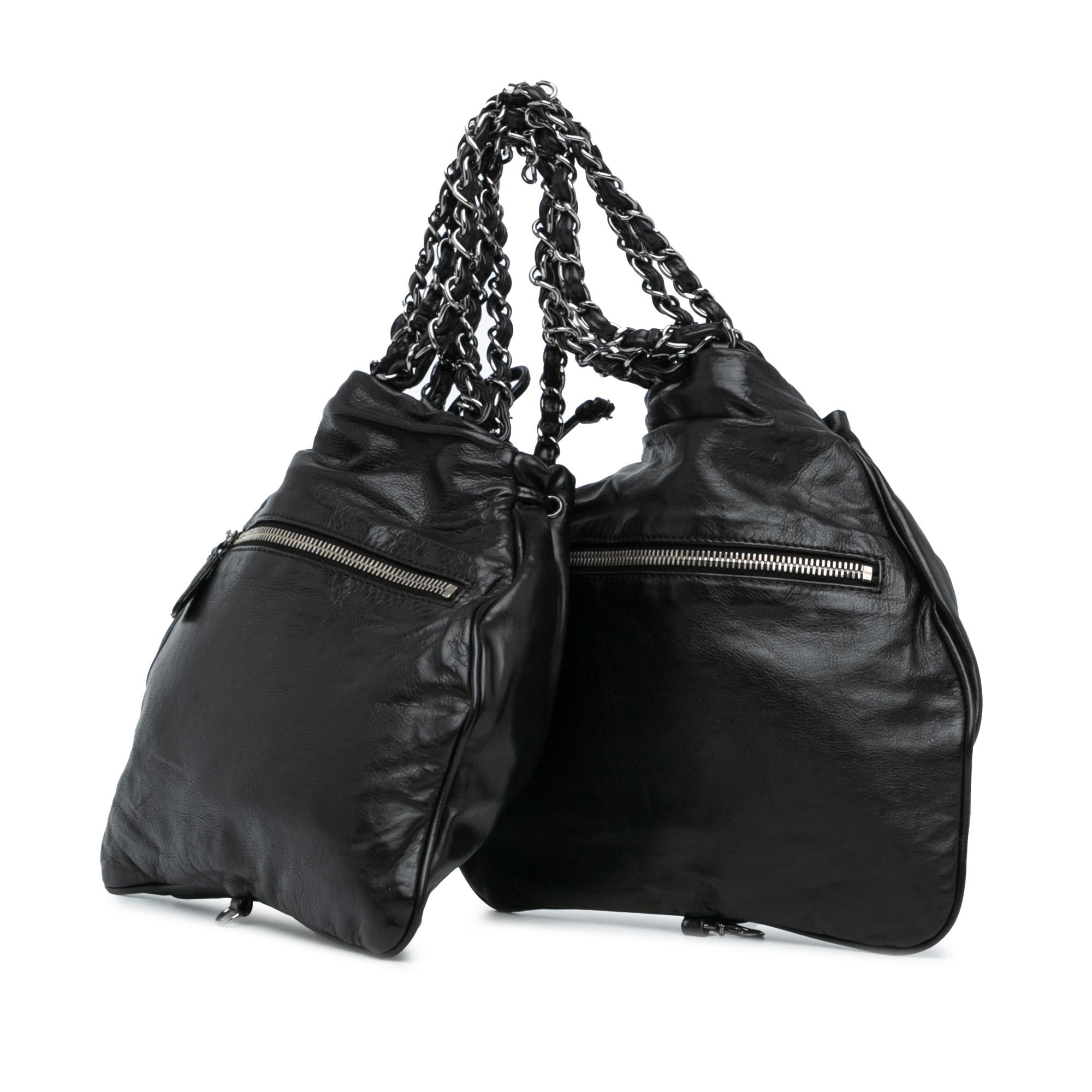 Chanel CC Calfskin Dual Twin Chain Handbag